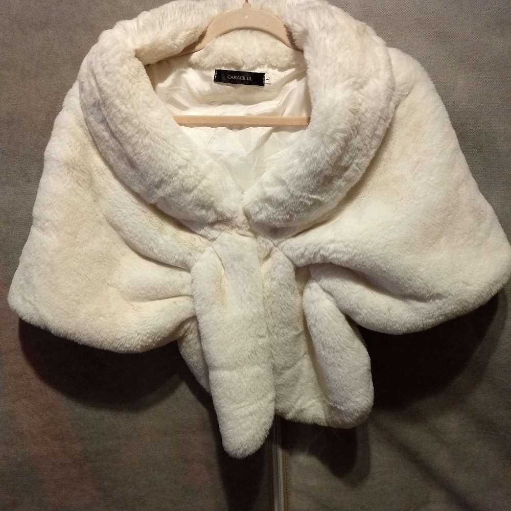 White Faux Fur Shawl